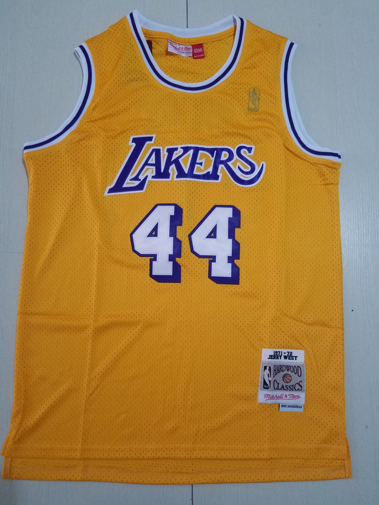 Men Los Angeles Lakers 44 West Yellow Throwback NBA Jerseys